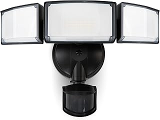 72W 7500LM LED Security Lights Motion Sensor Light Outdoor, 5000K Daylight, IP65 Waterproof, Dusk to Dawn, 3-Head Motion Detected Flood Light for Garage, Yard, Porch(Black)