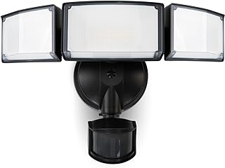 72W 7500LM LED Security Lights Motion Sensor Light Outdoor, 5000K Daylight, IP65 Waterproof, Dusk to Dawn, 3-Head Motion Detected Flood Light for Garage, Yard, Porch(Black)