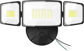 75W Flood Lights Outdoor, 7000LM Brightness Security Lights Switch Controlled, 3 Adjustable Heads, IP65 Waterproof, 6500K Wall Mount Exterior LED Flood Light