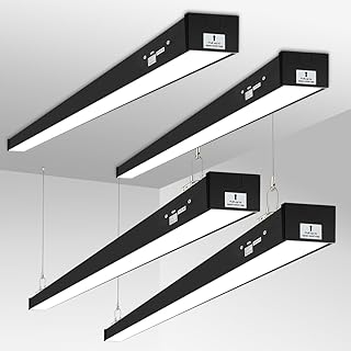 8FT LED Linear Light, 8Foot LED Shop Lights 100/80/60W 3/4/5000K CCT Selectable, 8Feet Commercial Bay Lighting Fixture for Office, Workshop, Gym, Market, Flush Mount Suspended ETL 4 Pack