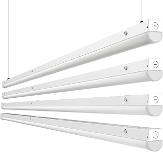 8FT LED Linear Strip Light Fixture: 80/70/60W LED Shop Lights 3500K/4000K/5000K CCT Selectable 1-10V Dimmable UL Listed 130lm/w Commercial LED Shop Lights for Garage Warehouse 4pack