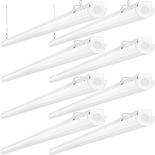 8FT LED Shop Lights 110W [6-lamp T8 Fluorescent Equiv.], 12000LM, 5000K, Compact Commercial Grade 8 Foot LED Strip Lights for Warehouse Garage, Suspended and Flush Mount Ceiling Light, 8 Pack
