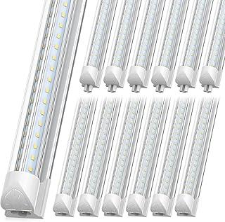8FT Shop Light 100W 15000LM 6500K | 12-Pack Linkable V-Shape Led Shop Light | Plug & Play T8 Tube Lights for Garage, Warehouse, Basement | Ultra Bright Energy-Saving Commercial Lighting ETL