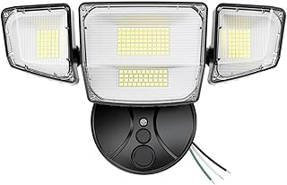 90W Flood Lights Outdoor, 10000LM Ultra Bright 4-Head LED Security Light with Switch Control, IP66 Waterproof 6500K Exterior Lights for Yard Garage Patio