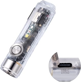 Aurora A8 4th Gen USB C Keychain Flashlights Rechargeable, 650 Lumens 6500K Cool White Super Bright Mini Flashlight, with Red/White/365nm Sidelights, Magnetic Pocket Clip and Tail Base