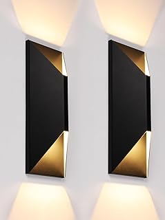 Dimmable LED Up Down Wall Light, 100-277V, CRI 90+, IP65 Waterproof, 10%-100% Dimmable for Commercial Outdoor, 14 Inch Modern Porch Light, 3000K, Pack of 2