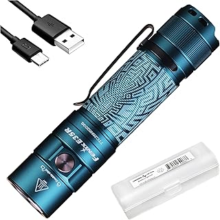 E35R EDC Flashlight, 3100 Lumens USB-C Rechargeable High Lumen Performance Flashlight with LumenTac Organizer (Maze Pattern Navy Blue)