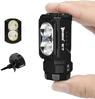 E7 1800 Lumen Rechargeable Mini Flashlight with Magnet - Super Bright 6 Modes EDC Flashlight, Typ-C Rechargeable LED; IP68 Pocket Flashlight for Headlamp Use, Rescue, Camping