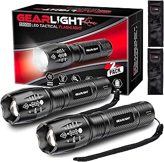 Flashlight High Lumens, Mini Tactical LED Flashlight 2 Pack, 5 Modes Zoomable Beam, Battery Powered (Batteries Not Included) for Camping, Hunting, Home & Emergency, Compact Small LED Flashlight