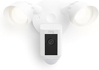Floodlight Cam Wired Plus (newest model), Outdoor home or business security with motion-activated 1080p HD video and floodlights, White