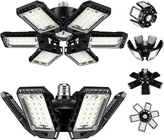 Garage Lights Bulb 2 Pack 180W 18000LM 6500K Led Shop Light with 6 Plus 1 Deformable Panels Basement Barn Ceiling Lights for E26/E27