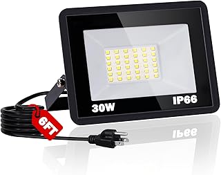 LED Flood Light Outdoor, IP66 Waterproof 5000K Daylight White 3600LM Super Brighter Work Light with 6ft Cord and Plug, Exterior Floodlight Security Lights for Yard Garage Stadium Garden