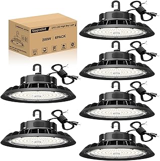 LED High Bay Light 200W 6 Pack, High Bay LED Shop Light 30,000LM 0-10V Dimmable, 5