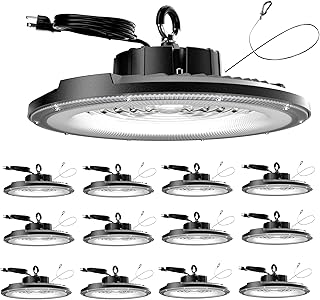 LED High Bay Light 200W 12 Pack 5000K 30000LM High Bay LED Shop Light with Plug Alternative to 800W MH/HPS for Warehouse Garage Workshop, AC100-277V。