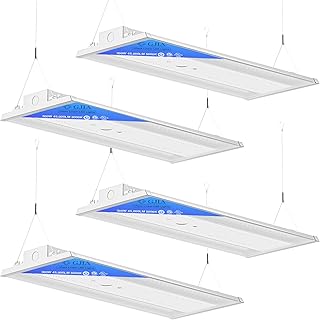 LED Linear High Bay LED Shop Lights 4-Pack, 45000LM 0-10V Dimmable 5000K Daylight, Adjustable LED High Bay Shop Lights Lighting Fixtures for Garage Warehouse Workshop, UL