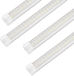 Led Shop Lights, 4FT LED Light 50W 6500K 7000LM Daylight,Led Garage Light,Linkable Clear Cover Integrated V-Shape for Garage Warehouse Workbench Workshop(4-Pack)