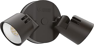 Lighting HomeGuard 2-Light LED Outdoor Flood Lights, Wall or Ceiling Mount Outdoor Lights, 4000K Cool White, Round Heads, Dark Bronze (HGX LED 2RH 40K 120 DDB M2)