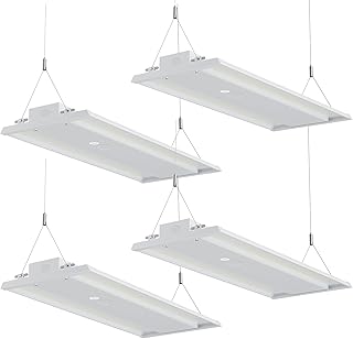 Linear High Bay Light, 210W High Bay Shop Lights Fixture, Compatible with Industrial 120-277V, 31500LM Linear High Bay Light for Shop Garage Warehouse, UL Complied, 4 Pack, White