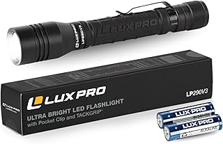 LP290V3 LED Flashlight - Bright 300 Lumens with 3 Light Modes - Aircraft-Grade Aluminum with IPX4 Waterproof Protection & Patented TackGrip - Camping, Outdoor, Home - Batteries Included