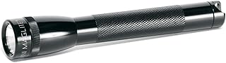Mini Incandescent Flashlight – Compact, Water-Resistant, Twist On/Off, 2-Cell AA Battery-Powered with Holster – Black