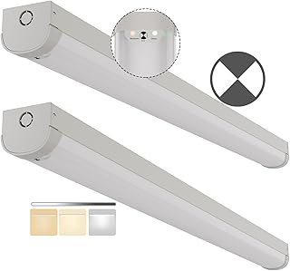 Pack 4FT LED Linear Strip Emergency Stairwell Light, 3 CCT Selectable, 20W/40W, 2500lm/5000lm, Battery Backup, 30K/40K/50K, IP20, 0-10V Dimmable 4 Foot Commercial LED Shop Ceiling Light Fixture, ETL