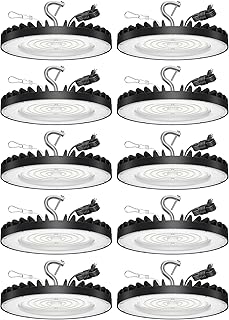 Pack UFO LED High Bay Light 150W, 21000 LM, 5000K Daylight, ETL Listed Commercial LED Shop Lights Fixture with US Plug for Workshop Factory Barn, Plug & Play Lighting for Warehouse