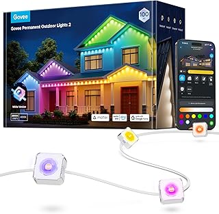 Permanent Outdoor Lights 2, 100ft RGBIC Outdoor Lights with 16 Million Colors and 100 Scene Modes, IP67 Waterproof, Holiday & Party Decorations, Works with Alexa, Google Assistant, White