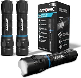 Rayovac T2000 Tactical LED Flashlights, 400 Lumens (3 Pack), Small Tactical Flashlights Ideal for Everyday Carry, Camping, Work, and Emergencies (Batteries not Included)