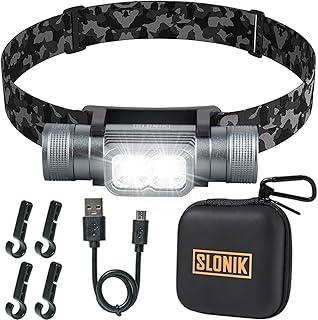 Rechargeable Headlamp for Adults - 1000 Lumens Bright 60 ft Beam LED Flashlight - Lightweight, Heavy-Duty, IPX4, Waterproof Hard Hat Light - Camping Gear- Head Lights for Forehead, Camo