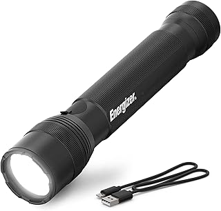 TacR-1000 Flashlight Rechargeable, Bright Rechargeable Tactical Flashlight for Emergencies and Camping Gear, Water Resistant Flashlight, USB Included