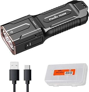 TK28R Tactical Flashlight, 6500 Lumen LED Rechargeable Flashlight with Red Light, USB Fast Charging, IP68 Waterproof, Long Throw 437 Yards for Law Enforcement & Outdoor with Lumentac Organizer