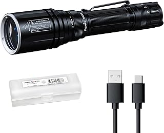 TK30R 1640 Yards Long Throw Tactical LEP Flashlight, USB-C Rechargeable Long Runtime with Lumentac Organizer
