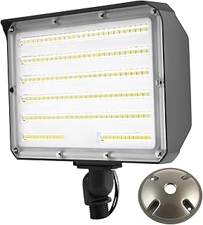 to Dawn Outdoor 100W LED Flood Light with Knuckle (Plate Included), 14000LM 1000W Equiv., 100-277V 5000K,ETL Commercial LED Floodlight Fixture, Outdoor Security Lighting for Landscape,Parking Lot