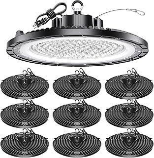 UFO High Bay Light 200W 5000K 30000LM 150LM/W (Eqv.800W MH/HPS/HID) Including Safe Rope and Plug 5ft Cable for Garage Warehouse Workshop, Easy Install 10 Pack