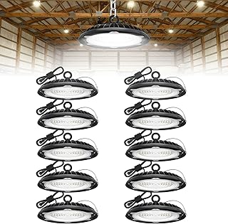 UFO LED High Bay Light: 150W 19500LM High Bay LED Shop Lights with 6ft Plug - 5000K IP65 LED Warehouse Lights for Workshop Stadium Garage Lighting 10-Pack