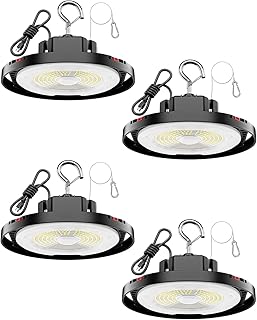 UFO LED High Bay Light, 24,000LM LED Shop Lights for Garage Warehouse Workshop, 5000K Daylight IP65 Waterproof Commercial Ceiling Fixture, 700W HPS/MH Equiv, ETL Listed, 6ft Cord, 4-Pack