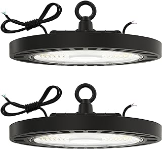 UFO LED High Bay Light, 150W, 21000 Lumens 4000K 100-277V Dimmable 0-10V, Ultra Bright Commercial Shop Lights for Warehouse, Factory, Workshop, Garage & Barn, Ceiling Mount, UL 2 Pack