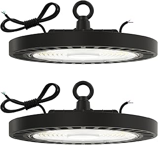 UFO LED High Bay Light, 150W, 21000 Lumens 4000K 100-277V Dimmable 0-10V, Ultra Bright Commercial Shop Lights for Warehouse, Factory, Workshop, Garage & Barn, Ceiling Mount, UL 2 Pack