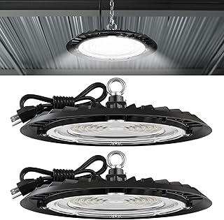 UFO LED High Bay Light, 150W, 19500 Lumens, 6000k Ultra Bright Commercial Shop Lights for Warehouse, Factory, Workshop, Garage & Barn, Ceiling Mount, Plug & Play, 120V, UL 2 Pack