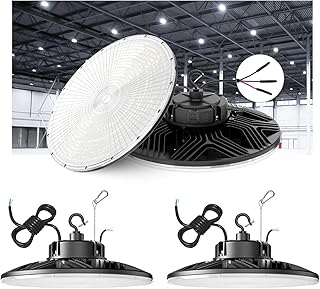 UFO-LED-High-Bay-Light,UL Listed 5000K Daylight 21000LM,0-10V Dimmable LED High Bay Lights,IP65 Waterproof Commercial Bay Lighting Fixture AC100-277V for Warehouse(3 Pack)