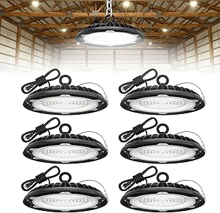 UFO LED High Bay Light: 150W 19500LM High Bay LED Shop Lights with 6ft Plug - 5000K IP65 LED Warehouse Lights for Workshop Stadium Garage Lighting 6-Pack