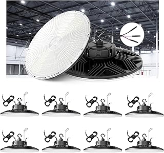 UFO-LED-High-Bay-Light,UL Listed 5000K Daylight 21000LM,0-10V Dimmable LED High Bay Lights,IP65 Waterproof Commercial Bay Lighting Fixture AC100-277V for Warehouse(9 Pack)